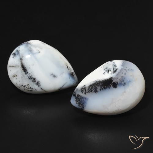 15.54ctw Natural Blanco multicolor Ágata dendrítica, En forma de pera, Opaco