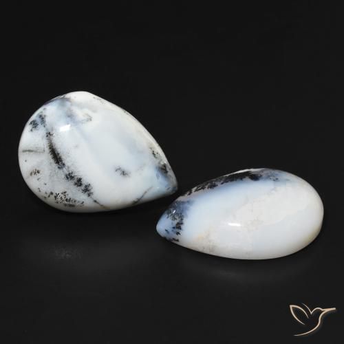 Gemas de Ágata dendrítica Blanco multicolor natural de 15.54 ct, En forma de pera, Opaco