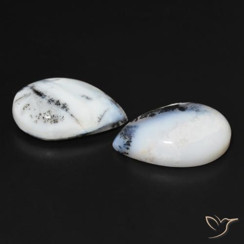 Gemas de Ágata dendrítica Blanco multicolor natural de 15.54 ct, En forma de pera, Opaco