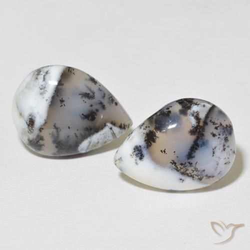 21.60ctw Natural Blanco multicolor Ágata dendrítica, En forma de pera, Opaco