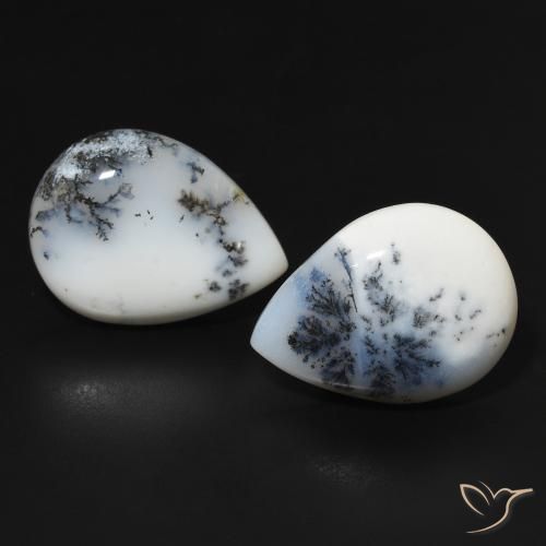 23.24ctw Natural Blanco multicolor Ágata dendrítica, En forma de pera, Opaco