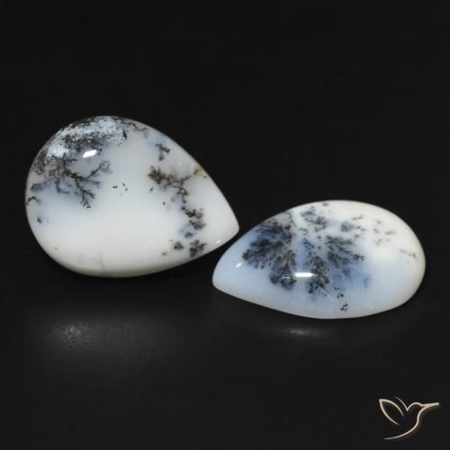 Gemas de Ágata dendrítica Blanco multicolor natural de 23.24 ct, En forma de pera, Opaco
