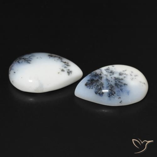 Gemas de Ágata dendrítica Blanco multicolor natural de 23.24 ct, En forma de pera, Opaco