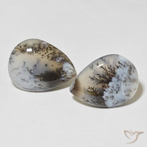 20.80ctw Natural Blanco multicolor Ágata dendrítica, En forma de pera, Opaco