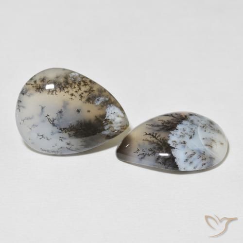 Gemas de Ágata dendrítica Blanco multicolor natural de 20.80 ct, En forma de pera, Opaco