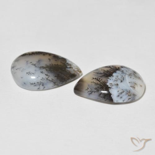 Gemas de Ágata dendrítica Blanco multicolor natural de 20.80 ct, En forma de pera, Opaco