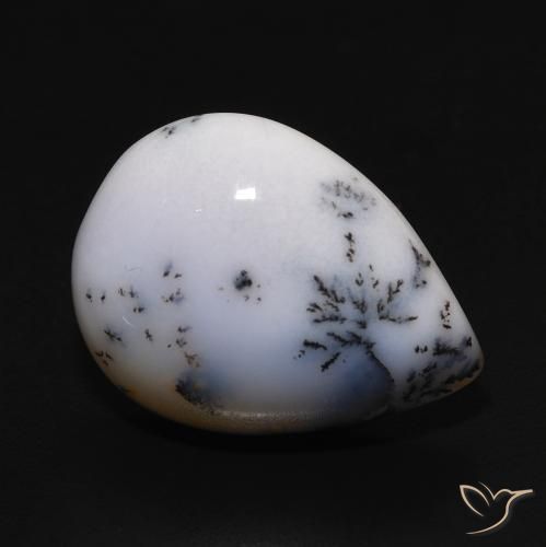 9.77ct Natural Blanco con negro Ágata dendrítica, En forma de pera, Opaco