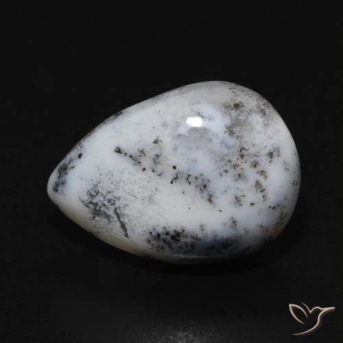 3.56ct Natural Blanco con negro Ágata dendrítica, En forma de pera, Opaco
