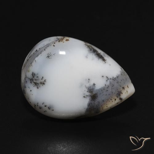 8.28ct Natural Blanco con negro Ágata dendrítica, En forma de pera, Opaco