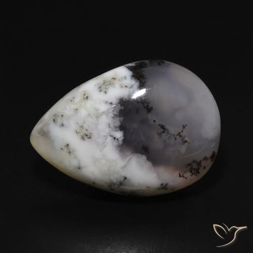 8.59ct Natural Blanco con negro Ágata dendrítica, En forma de pera, Opaco