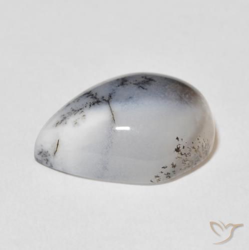 Ágata dendrítica Blanco multicolor natural de 8.31 ct, En forma de pera, Opaco