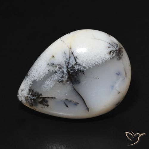 11.47ct Natural Blanco multicolor Ágata dendrítica, En forma de pera, Opaco