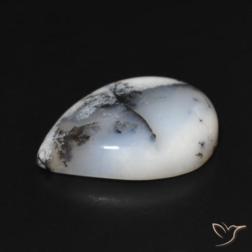 Ágata dendrítica Blanco multicolor natural de 11.47 ct, En forma de pera, Opaco