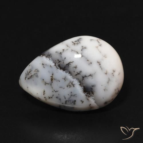 4.00ct Natural Blanco multicolor Ágata dendrítica, En forma de pera, Opaco