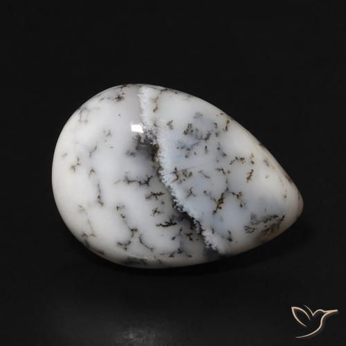 Ágata dendrítica Blanco multicolor natural de 4.00 ct, En forma de pera, Opaco