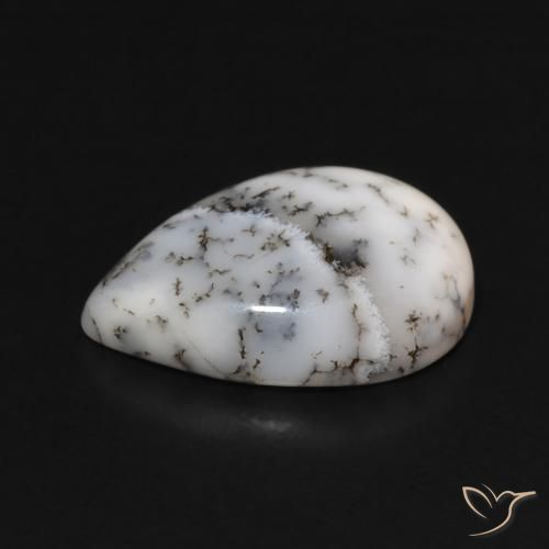 Ágata dendrítica Blanco multicolor natural de 4.00 ct, En forma de pera, Opaco