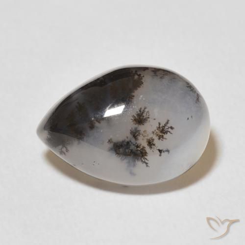 5.02ct Natural Blanco multicolor Ágata dendrítica, En forma de pera, Opaco