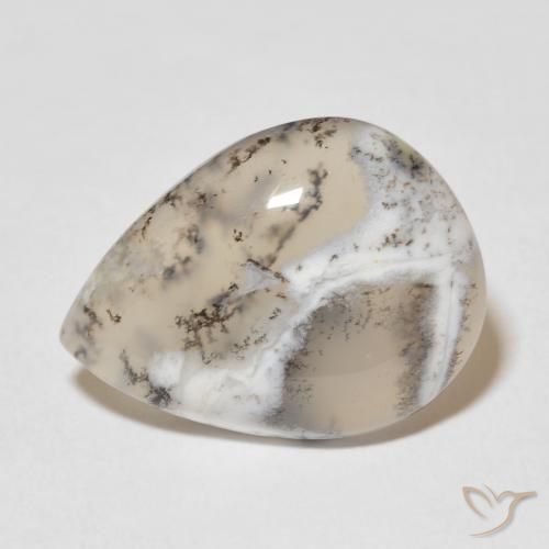 11.27ct Natural Blanco multicolor Ágata dendrítica, En forma de pera, Opaco