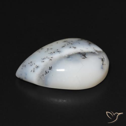 Ágata dendrítica Blanco multicolor natural de 7.67 ct, En forma de pera, Opaco