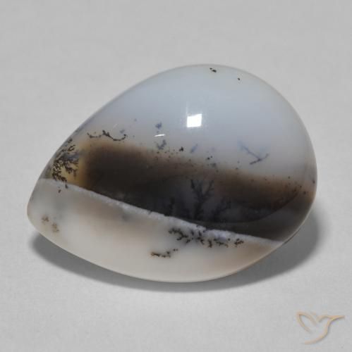 8.72ct Natural Blanco con negro Ágata dendrítica, En forma de pera, Opaco