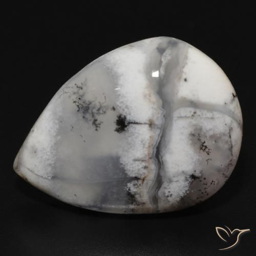 11.50ct Natural Blanco con negro Ágata dendrítica, En forma de pera, Opaco