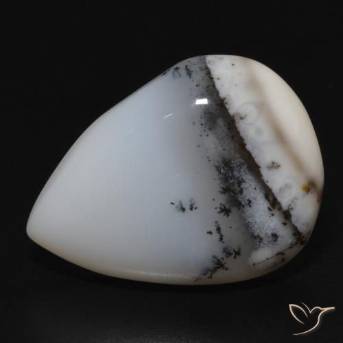 10.76ct Natural Blanco con negro Ágata dendrítica, En forma de pera, Opaco