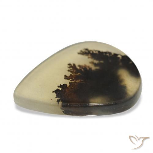 Ágata dendrítica Multicolor natural de 4.62 ct, En forma de pera, Transparente
