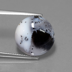 Calcedonia dendrítica Multicolor natural de 9.50 ct, Corte Redondo, Translúcido