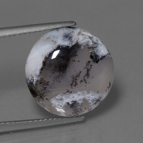 Calcedonia dendrítica multicolor natural de 7,64 ct, corte redondo, translúcido