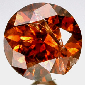 Diamante Orangy Cognac natural de 0.62 ct, Corte Redondo, SI-I1