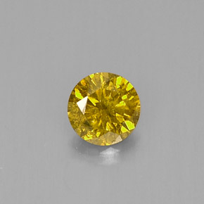 Diamante amarillo natural de 0,20 ct, corte redondo, SI