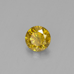 Diamante amarillo natural de 0,20 ct, corte redondo, SI