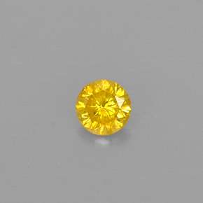 Diamante amarillo natural de 0,11 ct, corte redondo, SI-I1