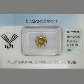Diamante Elegante Champagne natural de 2.49 ct, Corte Redondo, SI