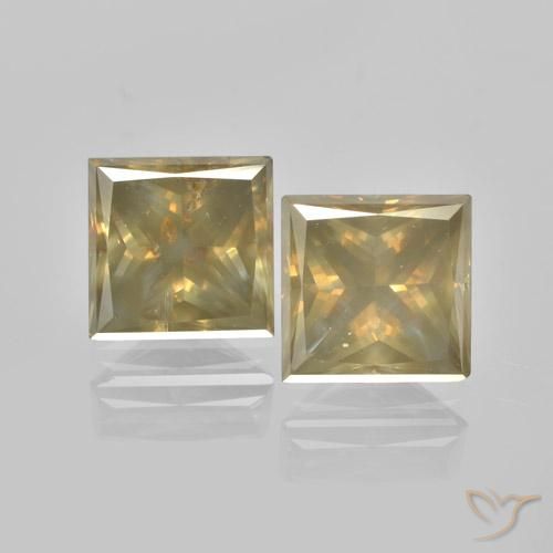 3.45ctw Natural Champán Diamante, Cuadrado, VS-SI