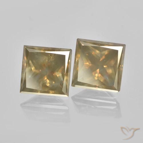 Gemas de Diamante Champán natural de 3.45 ct, Cuadrado, VS-SI
