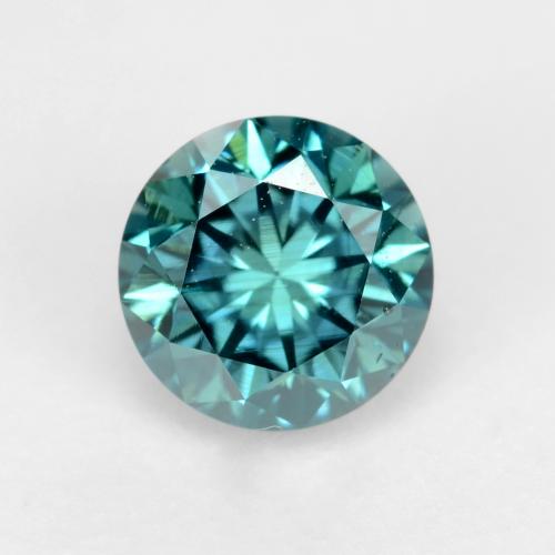 Diamante turquesa natural de 0,37 ct, corte redondo, VS