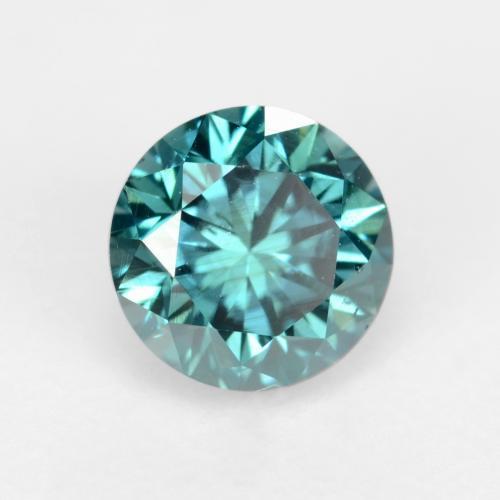 Diamante turquesa natural de 0,37 ct, corte redondo, VS