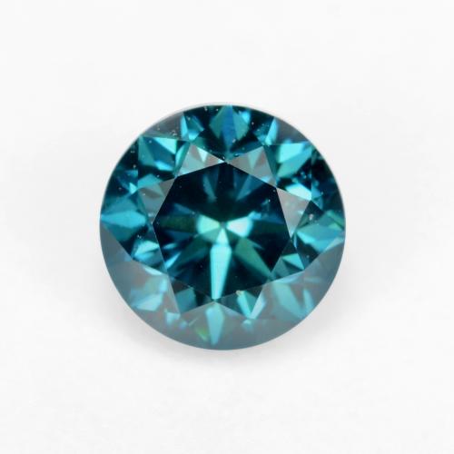 Diamante Azul eléctrico natural de 0.37 ct, Corte Redondo, VS