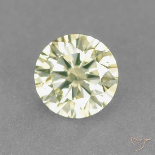 0.19ct Natural Amarillo verdoso claro Diamante, Redondo, VS