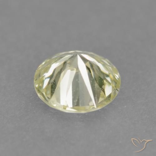Diamante Amarillo verdoso claro natural de 0.19 ct, Redondo, VS