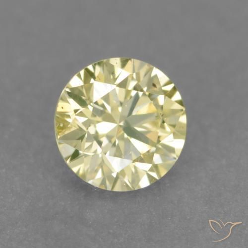 Diamante Amarillo claro medio natural de 0.17 ct, Redondo, VS