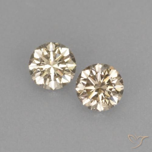 0.22ctw Natural Marrón dorado Diamante, Redondo, VVS-VS