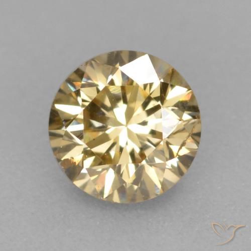 0.25ct Natural champaña Diamante, Redondo, VS