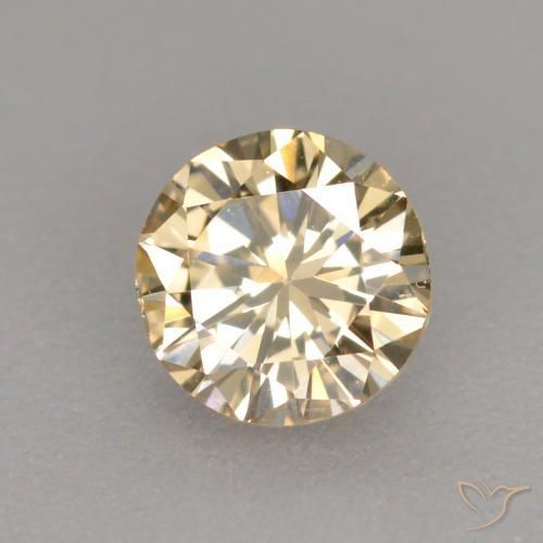 Diamante Marrón-dorado muy claro natural de 0.25 ct, Redondo, VS-SI