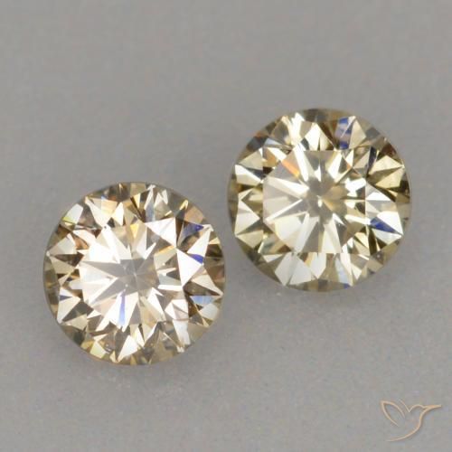 Gemas de Diamante Coñac natural de 0.24 ct, Corte Redondo, VVS-VS