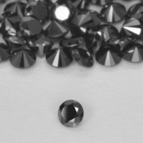 Diamante Negro natural de 0.02 ct, Redondo, Opaco