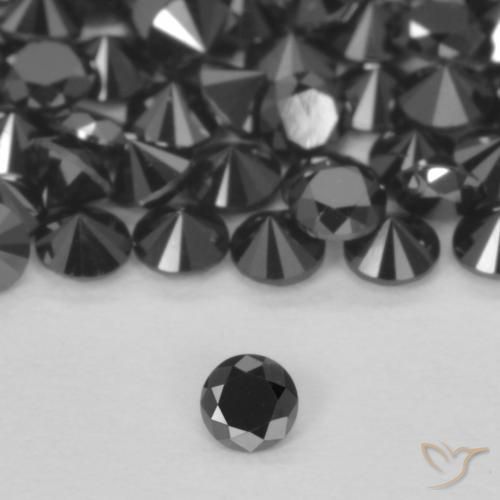 0.04ct Natural Negro Diamante, Redondo, Opaco