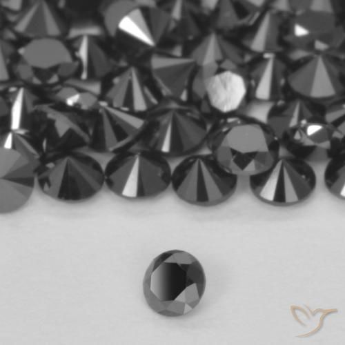 Diamante Negro natural de 0.04 ct, Redondo, Opaco