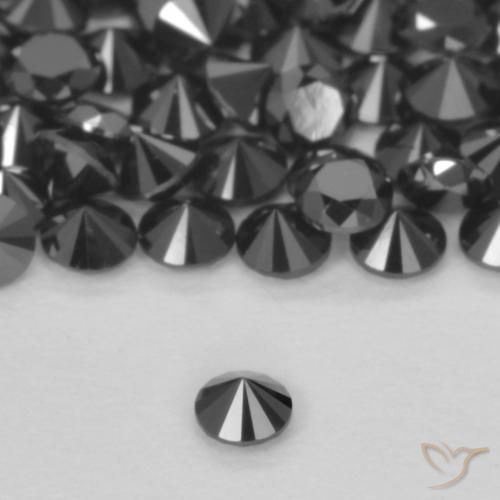 Diamante Negro natural de 0.04 ct, Redondo, Opaco